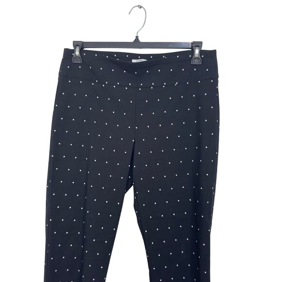 Crown & Ivy Womens 12P Petite Black Polka Dot Stretch Pants Pull On Slim Fit - Picture 3 of 12